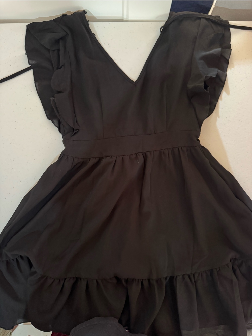 Black Women's Jumpsuit with Ruffle Details